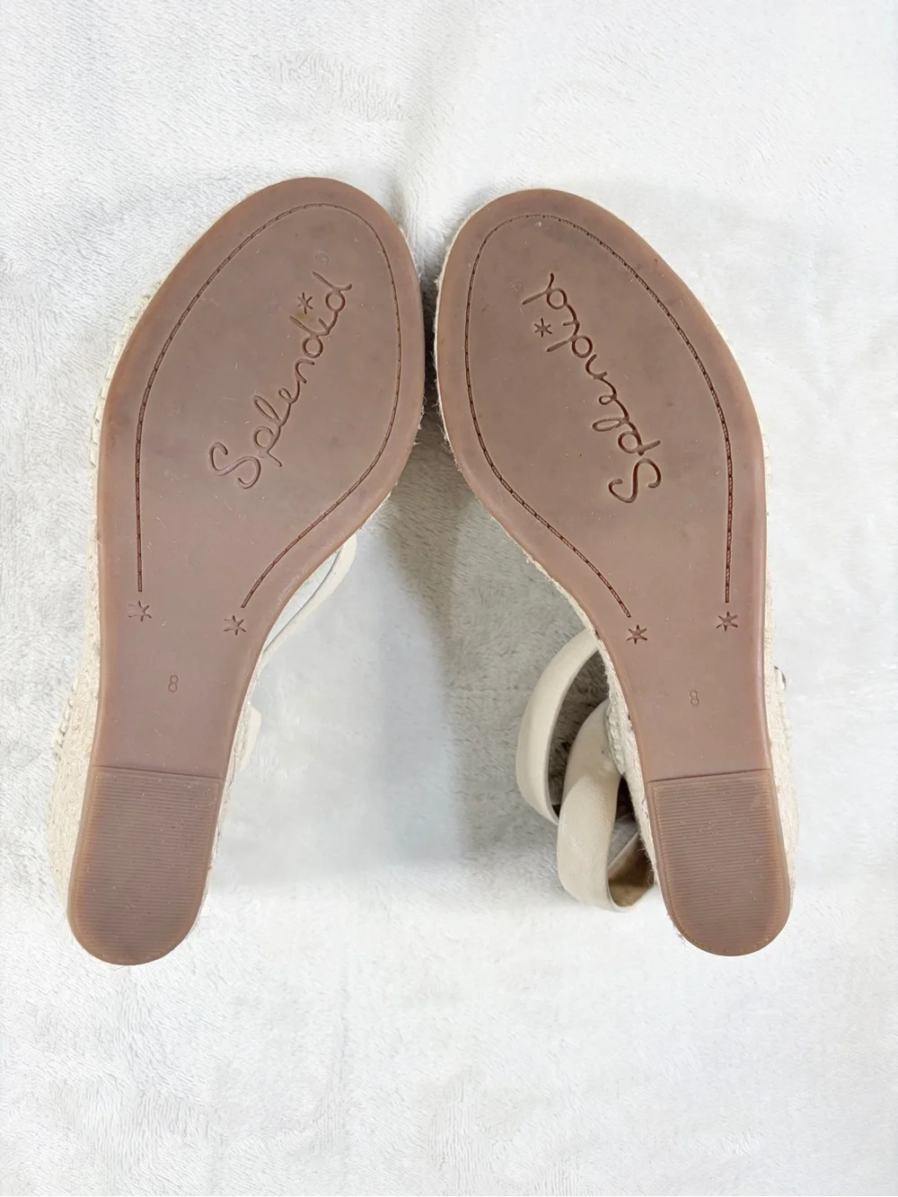 Anthropologie Splendid Tasman Cream Woven Leather Espadrille Wedge